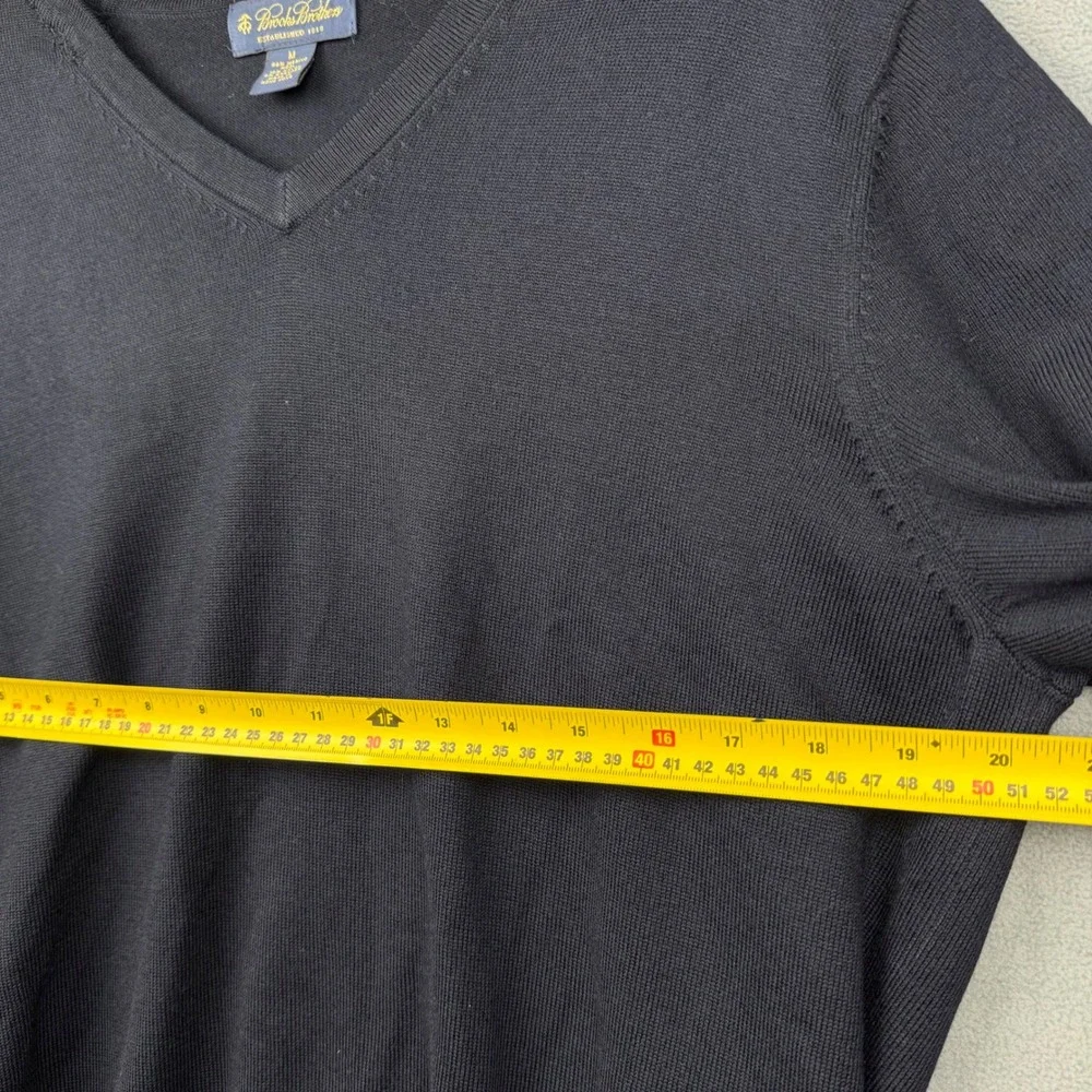 Brooks Brothers Mens‎ V Neck Merino Wool Blend Sweater Navy Size M